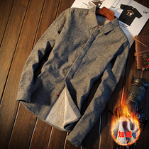 Winter velvet shirt mens 2020 new autumn and winter thickened jacket trend warm shirt handsome casual top