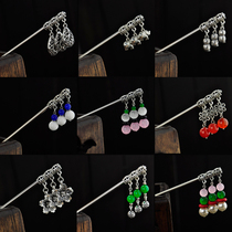 vintage simple jade marrow agate seedlings silver haircut girls step rocking dish tassel national style festival womens gift