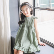 Girls foreign style skirt 2021 New Korean version of cotton princess dress big children ruffle vest skirt summer dress