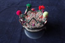 Hominin Sonic Cabinet Seeking to Know Sounds and Dong ethnic hat Tampon Cotton Thread Pure Hand Embroidered Inner Diameter about 18cm c-810
