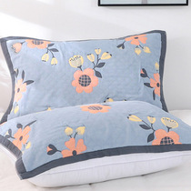 Full cotton pure cotton pillow towels 2020 new gauze pair of thickened non-slip anti-drop minimalist Nordic adult increase