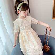 Korean girl dress 2021 new summer off-white childrens lace foreign fashion little girl princess dress