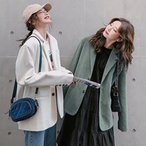 Corduroy small suit jacket female 2021 spring and autumn new Korean loose net red retro casual suit top