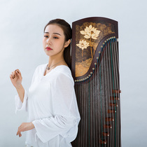Yarun Guzheng Wanyue Lotus Pond Collection Test-Grade Guzheng Qin Professional Playing Solid Wood Painted Guzheng Stores for Sale