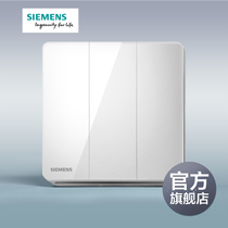 Siemens switch socket panel Ruizhi titanium silver border three-open double control type 86 official flagship store