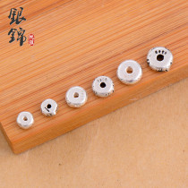 925 sterling silver diy accessories Pattern spacer beads flat round loose beads Handmade string beads red rope bracelet necklace jewelry material