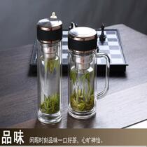 Large-capacity double-layer glass cup with high temperature resistant glass water cup mens and womens office tea cup portable water cup