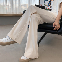 Ice Silk Broadlegged Pants Woman Spring Summer 2022 new display slim height waist pituality small loose straight cylinder casual pants white
