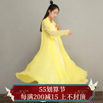 White coat-yellow true silk blend Zen dancer Zen Dance Suit Chinese Style Zen Chinese Exterior Cloak Tea Suit Zen