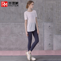 Yoga clothes women summer thin loose quick drying clothes short sleeves sports T-shirt running blouse summer gym suit