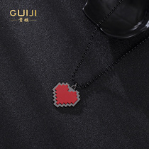 Trend accessories personality anime game legend under the surrounding determination soul pixel red heart-shaped pendant necklace