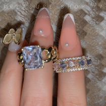 Queen Shackles INDEPENDENT DESIGN MESH RED TRENDY ADVANCED SENSOULA FULL DRILL ZIRCONS STONE CHAIN ADJUSTABLE RING RING