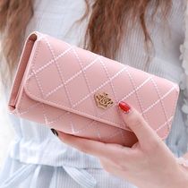 New tide wallet female large capacity girl long wallet tide thin fashion mobile phone bag diamond metal crown wallet