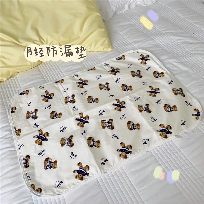 Huma Cumin Cubs Cute Girl Hearts Pure Cotton Waterproof Anti-Leaking Sleeping Room Dorm Mattress Anti-Urine Mat Physiological period cushions