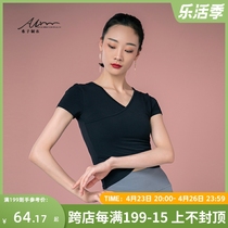 Shizi Family Modern Dance Short Sleeve Drills for Crossed Blouse Dance Suit Summer Dress Womans Body Training Suit