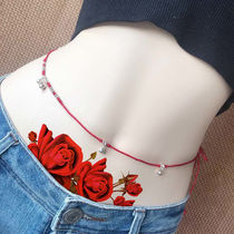 Red rose waterproof womens long-lasting simulation temptation flower arm Leg belly broken abdomen scar tattoo sticker