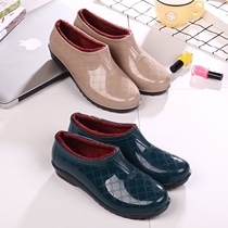 Rain boots Rain boots Waterproof shoes Rubber shoes galoshes womens kitchen shallow mouth non-slip plus velvet plus cotton warm low-help adult winter