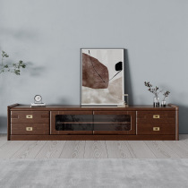 New Chinese solid wood TV cabinet walnut light luxury storage TV cabinet modern small apartment living room TV cabinet combination