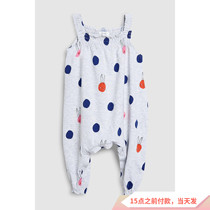 (Spot) British next girl baby Summer gray wave dot rabbit conjoined trousers