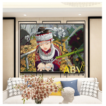 ABV Old three cross stitch cotton thread embroidery precision printing living room new classic characters full embroidery listening Spring