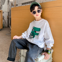 Boys  autumn long-sleeved T-shirt Childrens spring top Middle and large children Xinjiang cotton cartoon 2021 new Korean foreign style