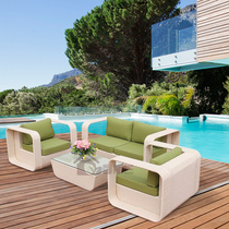 Rattan Sofa Modern Simple Balcony Garden Furniture Rattan Sofa Sun Room Outdoor Five-seat Sofa Combination