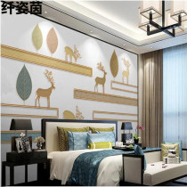 Modern geometric elk wallpaper leaf hotel wallpaper embossed line office restaurant TV background wall mural