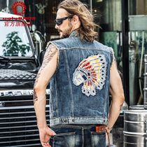 uglybros Indian vest motorcycle denim Blue knight fall-proof motorcycle riding clothes for men and women