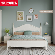 Pearl of the palm Korean pastoral style king bed 1 5m 1 8m American Single Double King bed High box storage bed 16