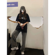 Suit wide-legged pants womens autumn and winter high waist loose straight draped trousers summer slim casual drop feel mopping pants women