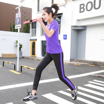 New yoga suit suit spring and summer women short sleeve gym gym sports running suit speed dry play dress for thin and large size