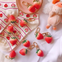 Creative strawberry girl heart pendant keychain ring School bag pendant hanging chain Simple personality couple jewelry cute