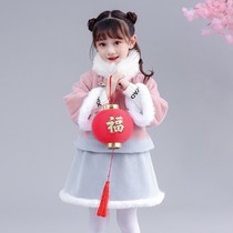  Childrens Hanfu costume Girls autumn and winter ancient costume Tang Costume Winter baby New Years eve costume Chinese style performance costume two-piece suit