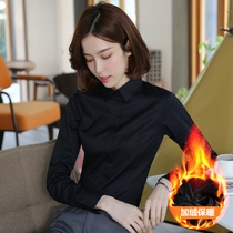 Black plus velvet shirt womens long-sleeved professional wear 2020 winter new thickened warm shirt women plus cotton overalls