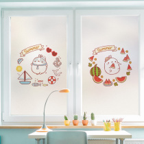 Cartoon rabbit frosted bathroom toilet sliding door transparent opaque anti-light window glass sticker film