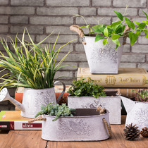 New florist flower bucket flower bucket flower pot plastic flower tube wrought iron ornament vintage tin barrel florist high barrel