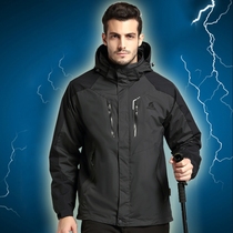 German autumn and winter jacket mens three-in-one jacket plus velvet thickened large size detachable liner outdoor Mountaineering