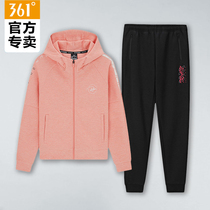 361 sports suit women 2022 spring new Lianhood sweatshirt jacket bunches long pants running two sets of women