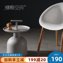 Small coffee table Simple modern creative edge Nordic balcony American sofa corner Movable gray round table