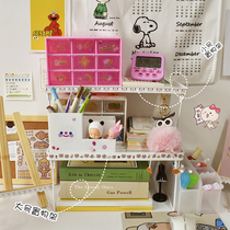 Korea ins simple style desktop cosmetics shelf foldable high dormitory sundries storage shelf students