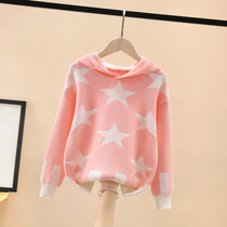 Girl Lian Hat Sweatshirt 2021 Fall New Children Knit Jacket Girl Loose Sweater Jacket Tide