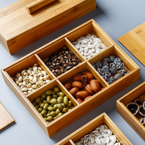 Japanese-style living room bamboo and wood grid dried fruit plate Simple snack storage box Wedding candy melon seeds nuts mixed brocade fruit box