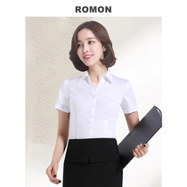 Romon shirt womens short-sleeved Korean slim-fit formal business career work white shirt OL commuter versatile top summer