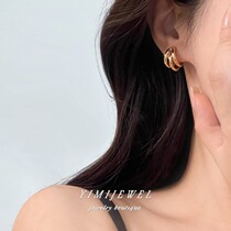 YIMIJEWEL metal geometric mosquito coil ear clip earrings high-end simple European and American style without ear holes female 925 silver