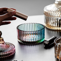 Nordic ins glass jewelry box household makeup remover cotton jewelry storage can desktop decoration ornaments