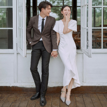 French light wedding dress 2021 new bridal fishtail line Hepburn simple super fairy dress travel satin go out yarn