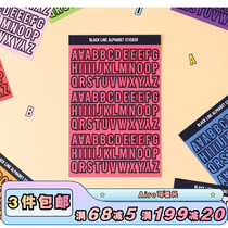 South Korea wannathis black side color English letter number sticker hand account photo star chasing small card collage