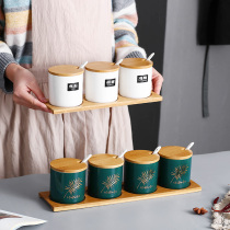 Kitchen Nordic Glass Seasoning Box Suit Combined Fashion Creative Ceramics Home Seasonings Jars Salt Jar Subsuit