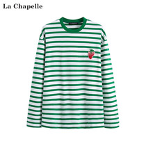 Lasciabel 2022 spring new trendy round neck striped t-shirt woman long sleeve loose pure cotton blouse for undershirt