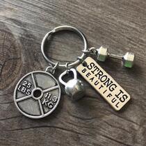 European and American foreign trade jewelry power sports series barbell dumbbell men and women couple key chain jewelry